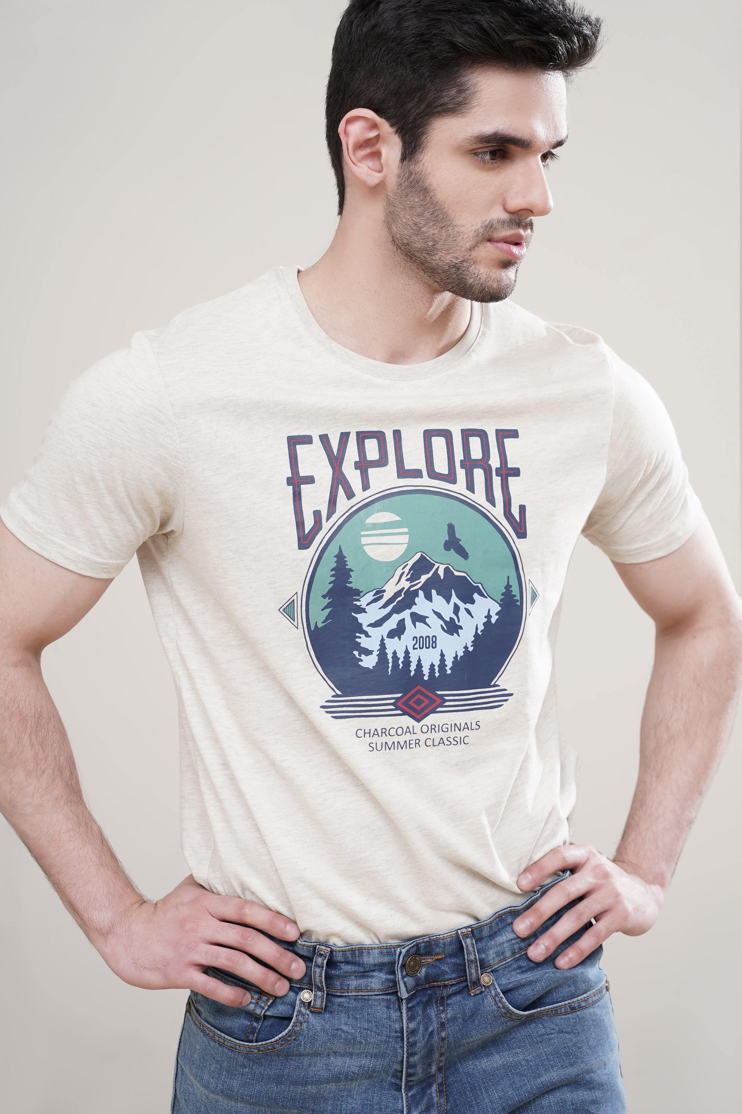 T SHIRT CREW NECK OUTMAIL at Charcoal Clothing