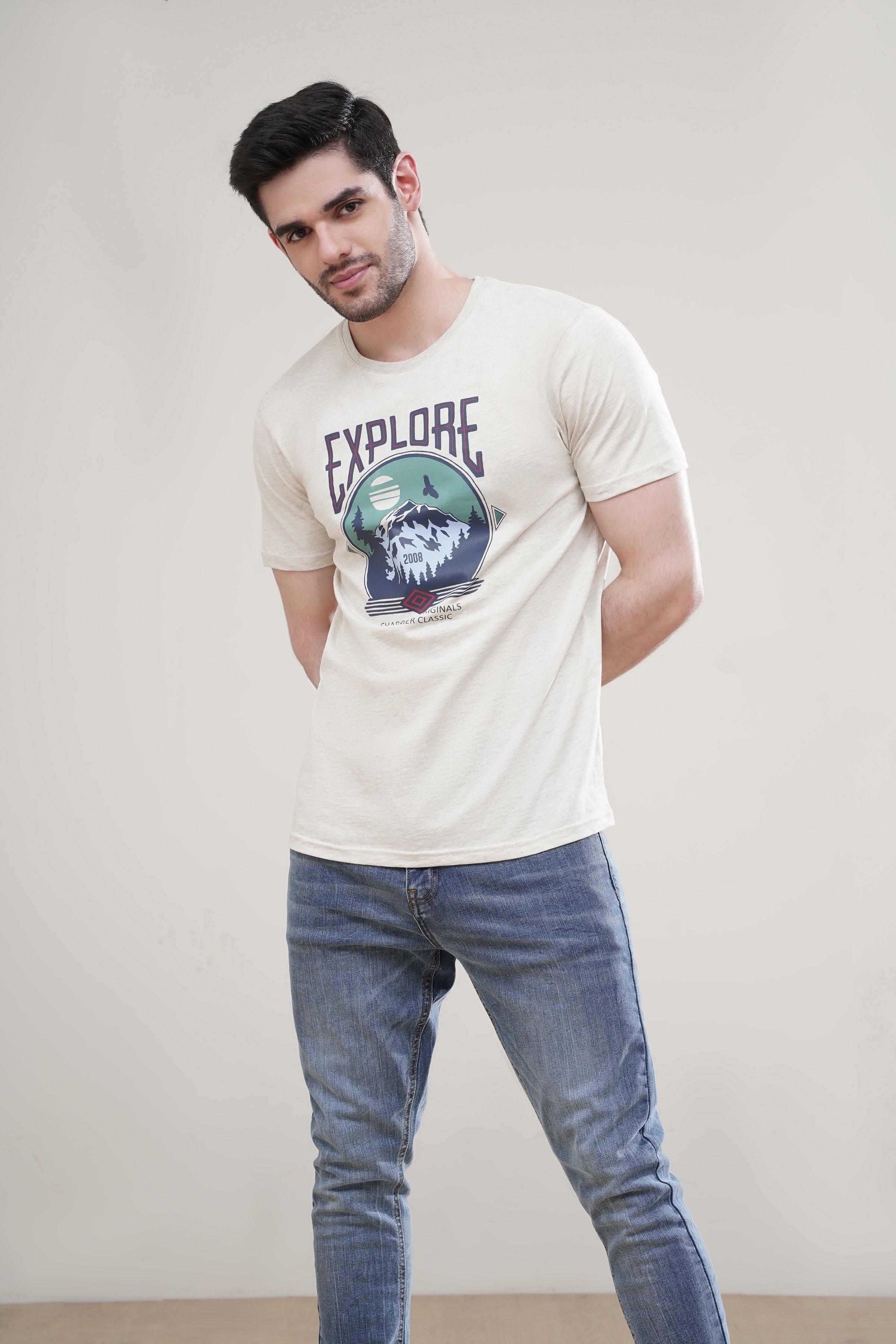 T SHIRT CREW NECK OUTMAIL at Charcoal Clothing