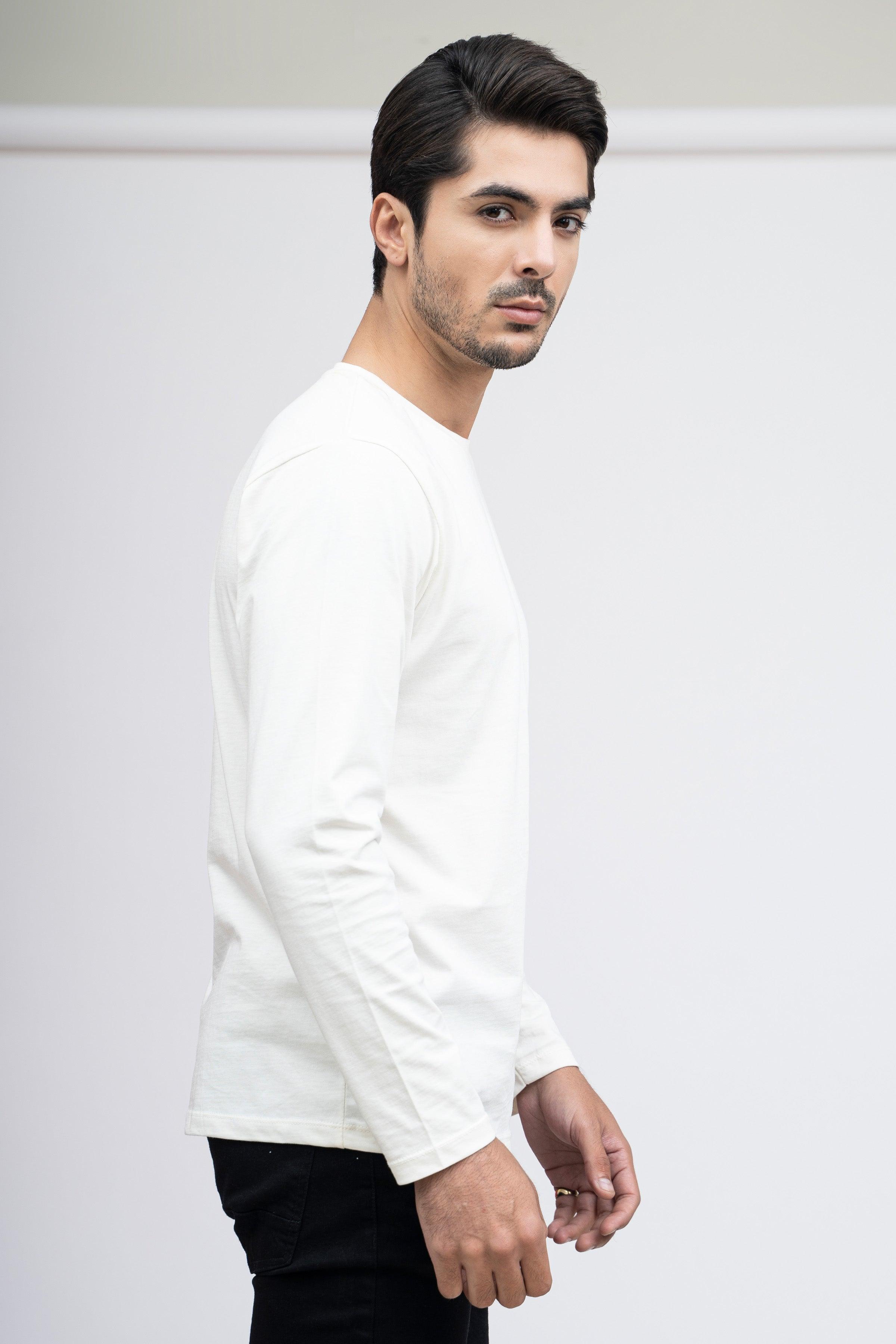 T SHIRT CREW NECK WHITE at Charcoal Clothing