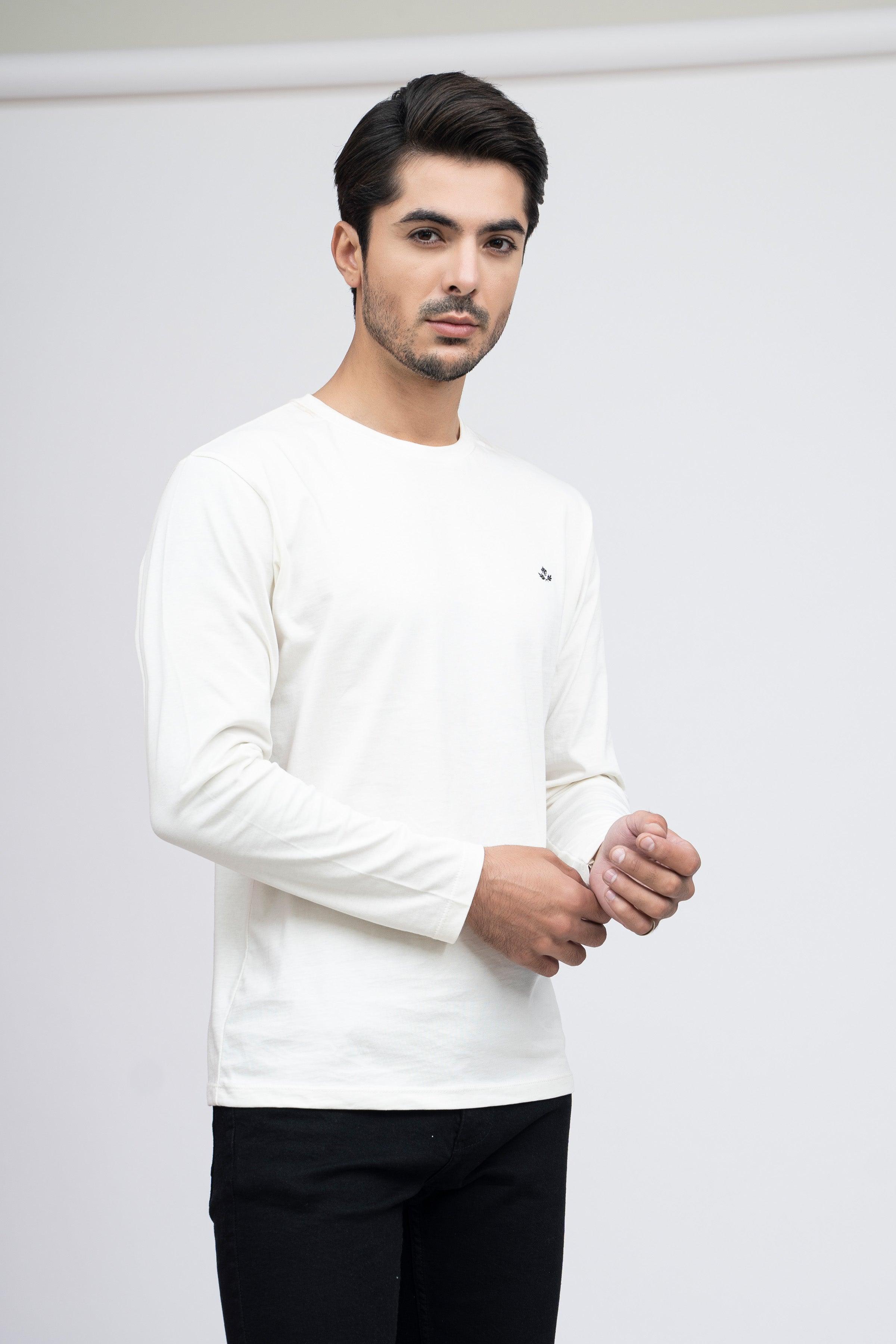 T SHIRT CREW NECK WHITE at Charcoal Clothing