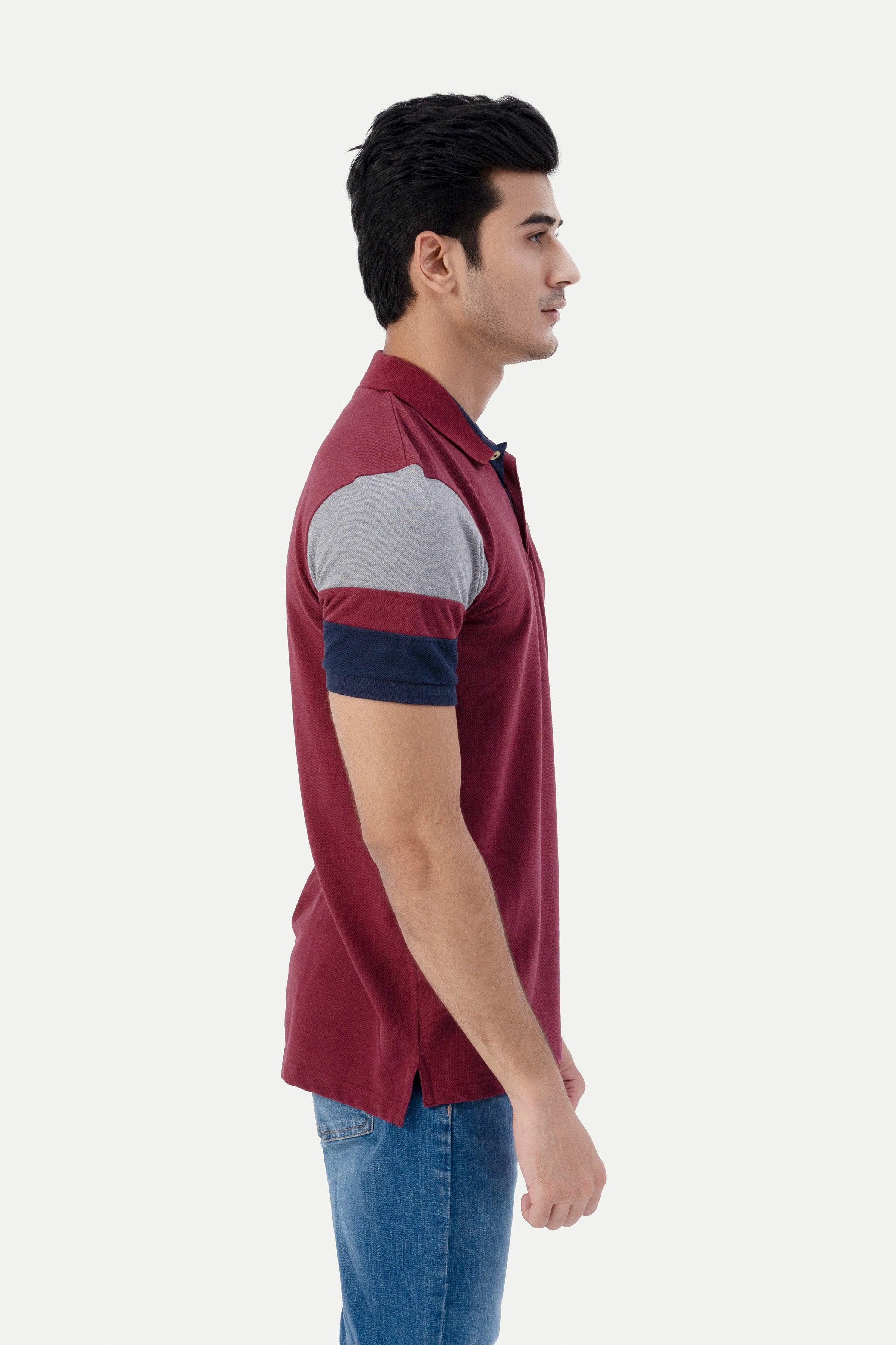 T SHIRT CUT & SEW POLO MAROON at Charcoal Clothing