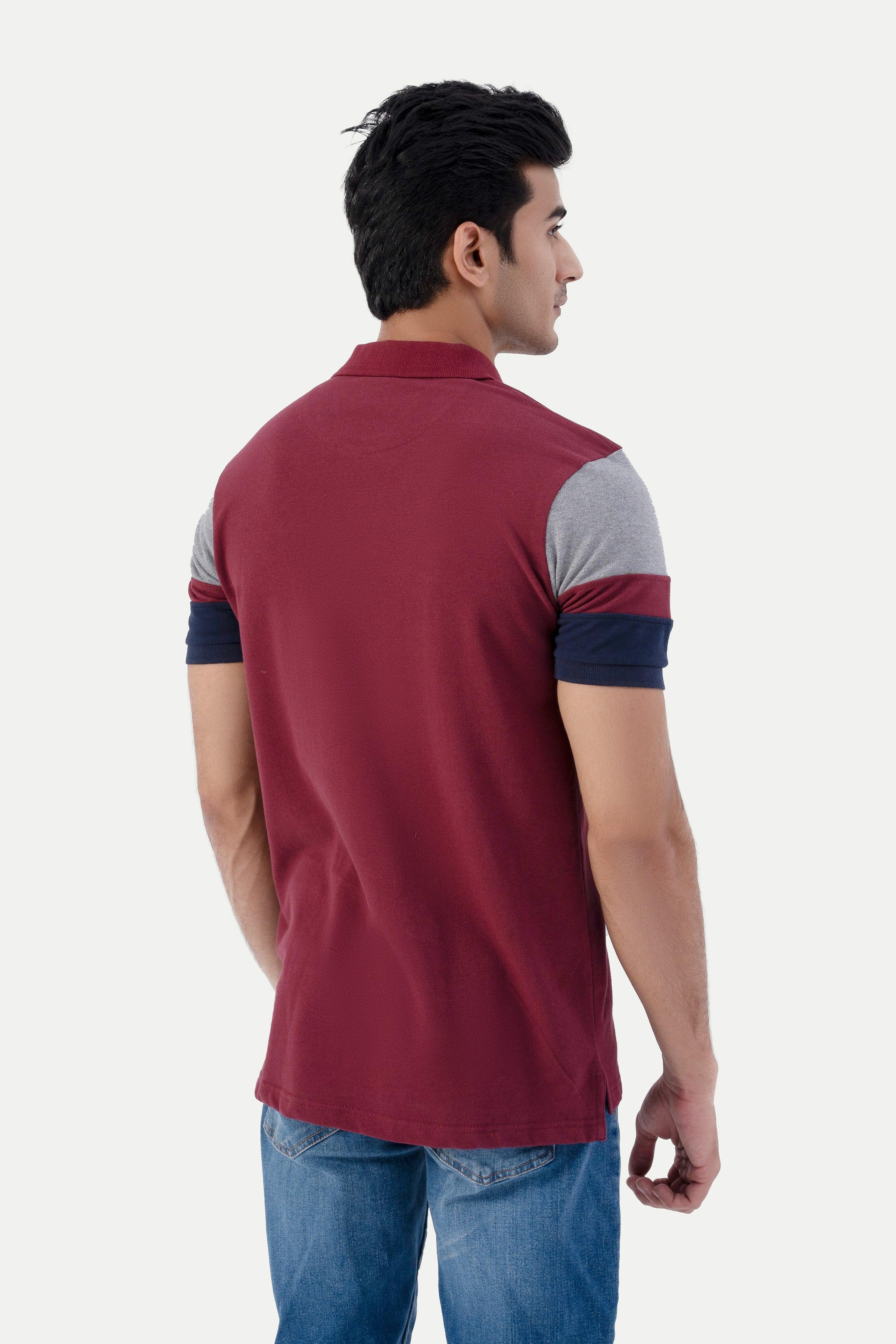 T SHIRT CUT & SEW POLO MAROON at Charcoal Clothing