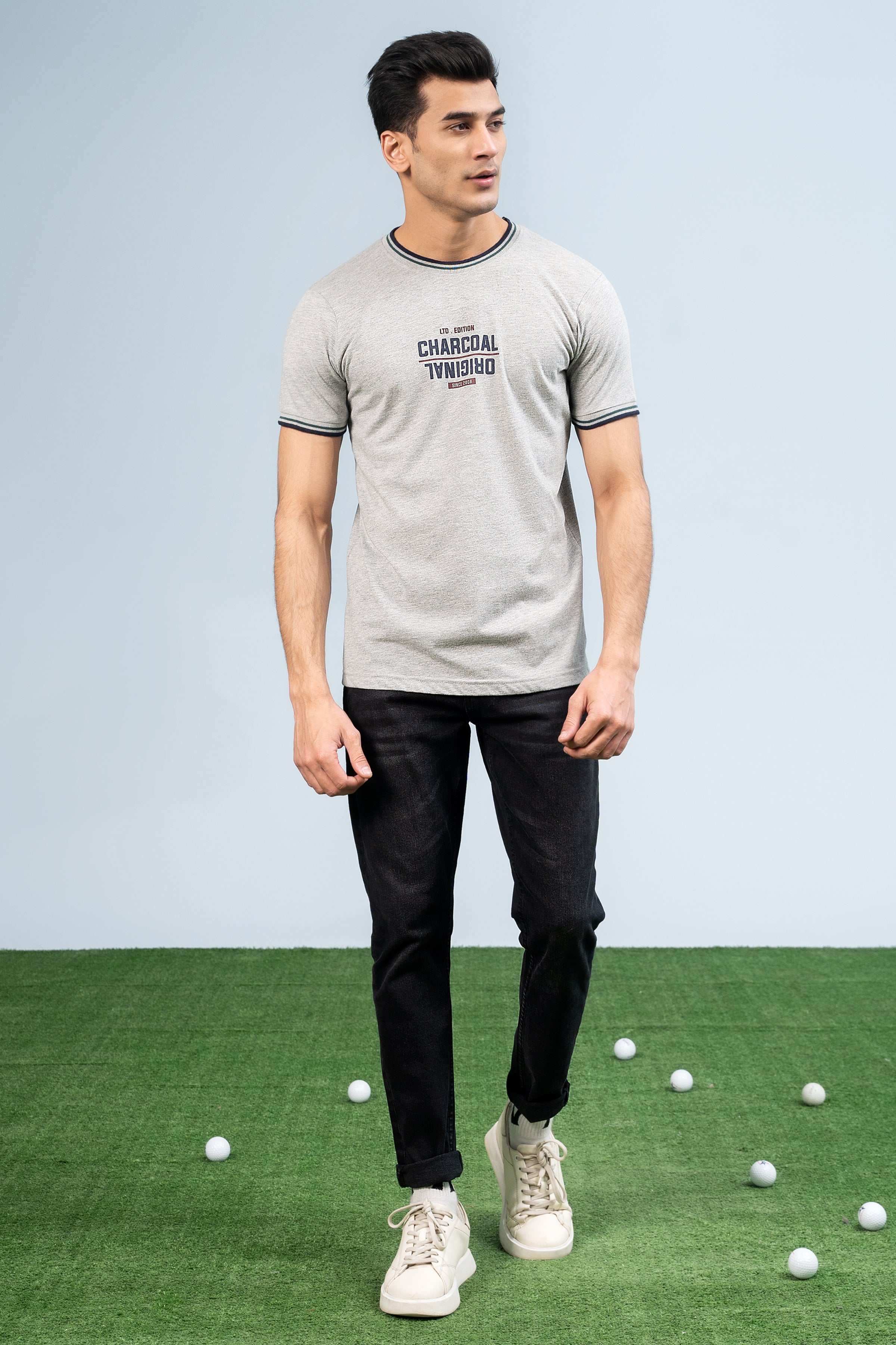 T SHIRT HEATHER GREY at Charcoal Clothing