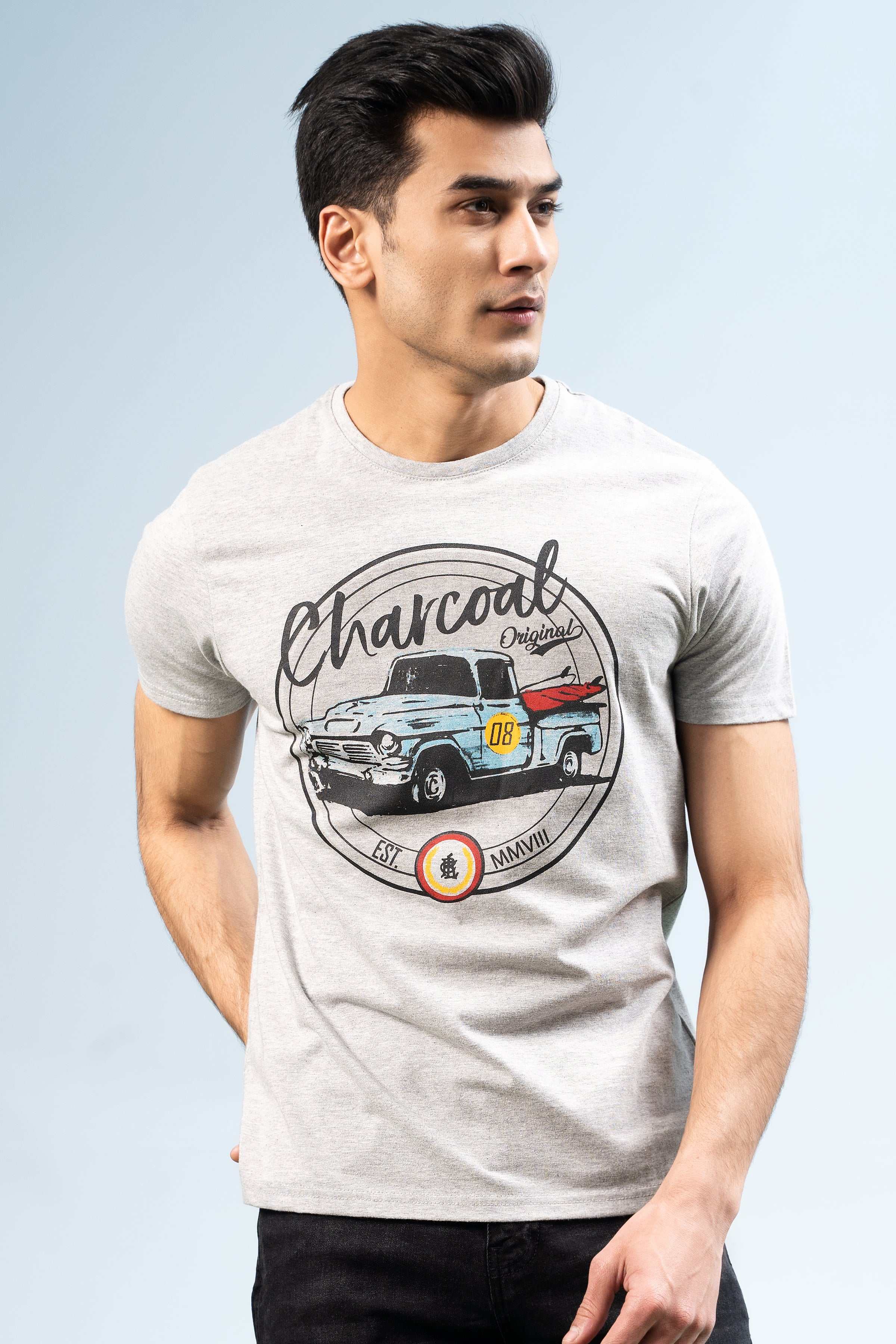 T SHIRT HEATHER GREY at Charcoal Clothing