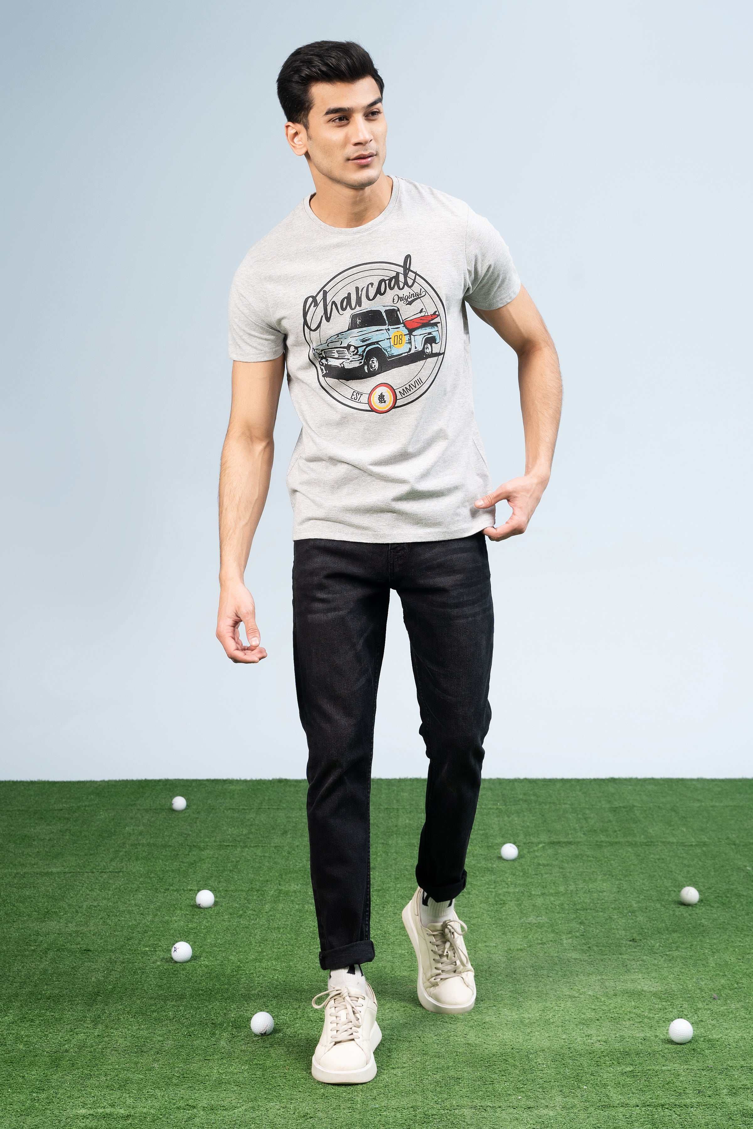 T SHIRT HEATHER GREY at Charcoal Clothing