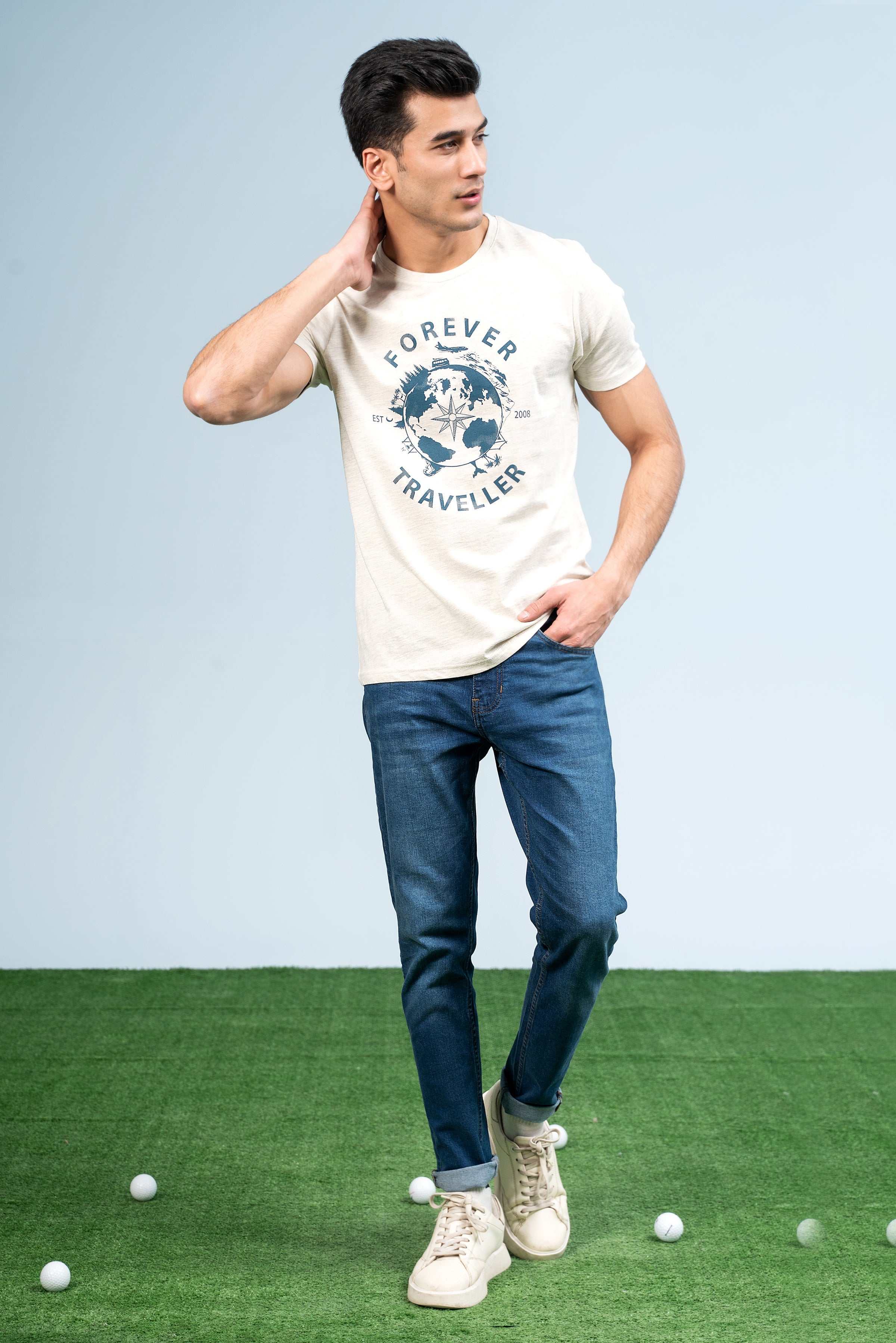 T SHIRT OATMEAL at Charcoal Clothing