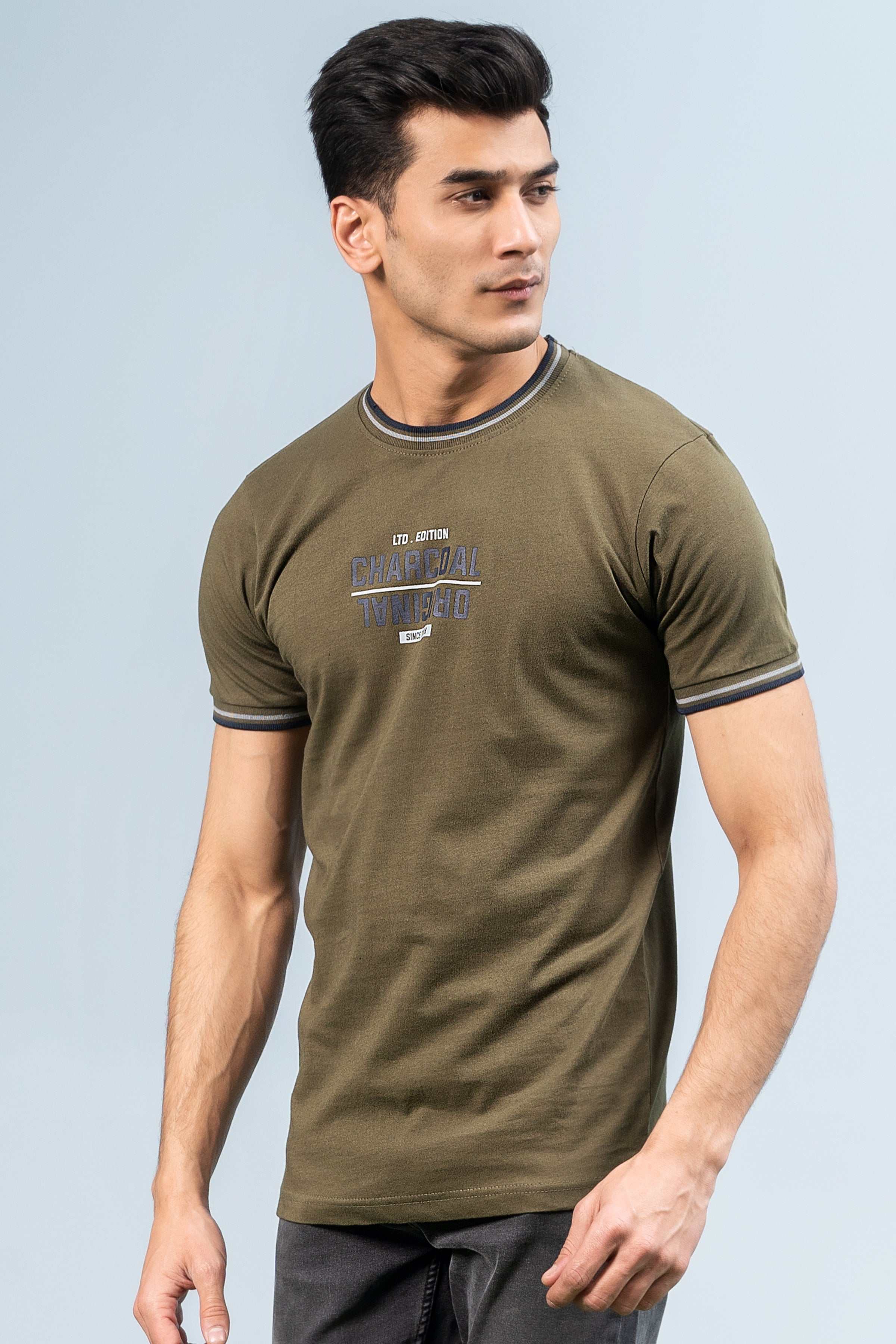 T SHIRT OLIVE at Charcoal Clothing