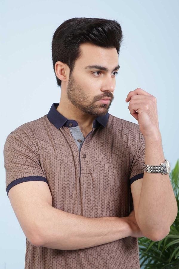 T SHIRT POLO BROWN at Charcoal Clothing