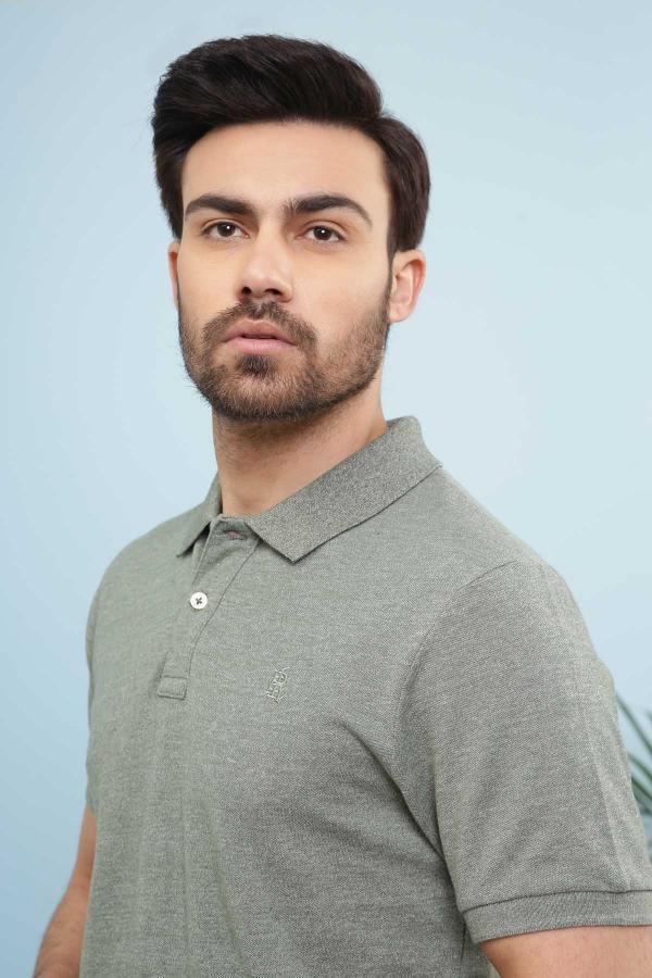 T SHIRT POLO CHAIN YARN GREEN at Charcoal Clothing