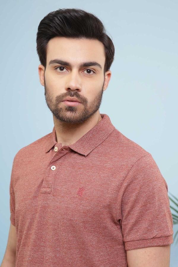 T SHIRT POLO CHAIN YARN RUST at Charcoal Clothing