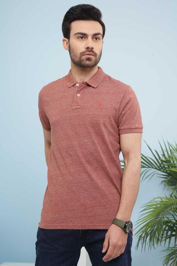 T SHIRT POLO CHAIN YARN RUST at Charcoal Clothing