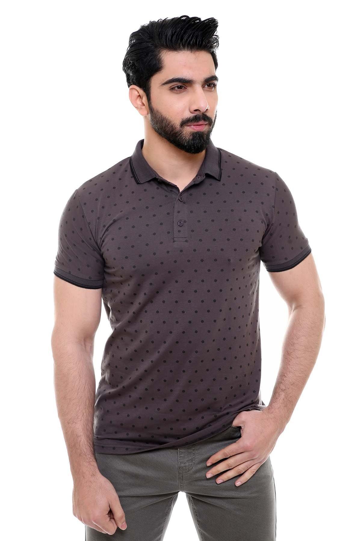 T SHIRT POLO DARK GREY at Charcoal Clothing