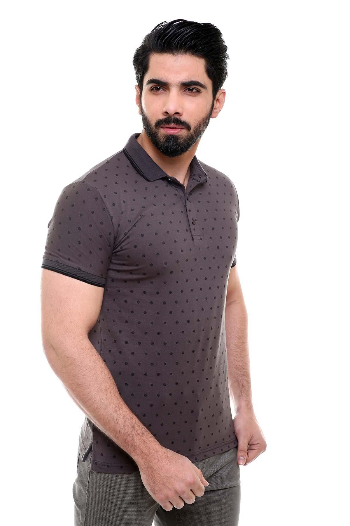 T SHIRT POLO DARK GREY at Charcoal Clothing