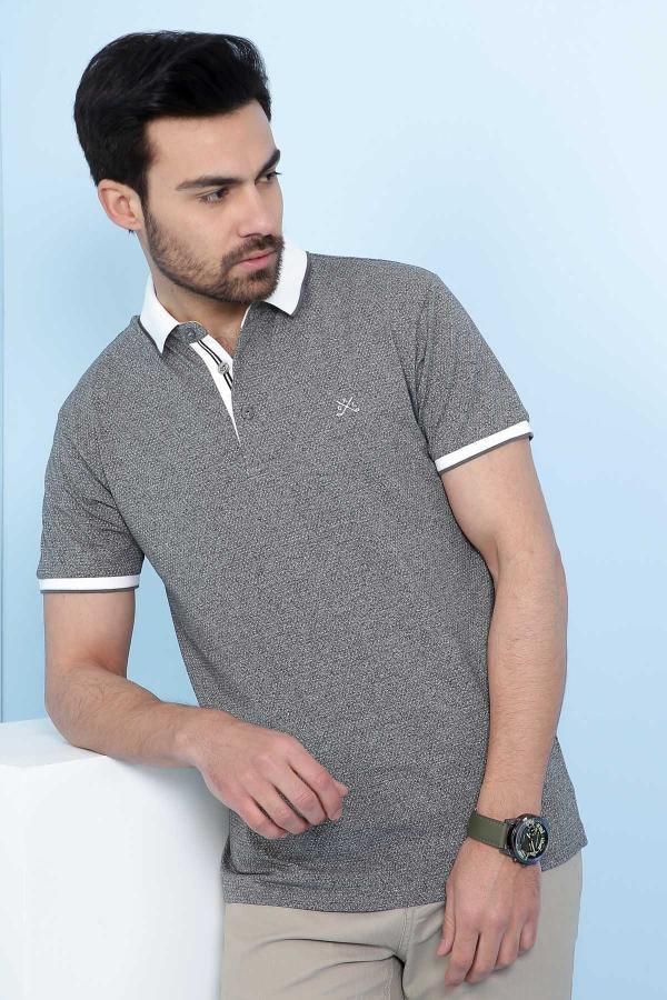 T SHIRT POLO DARK GREY at Charcoal Clothing