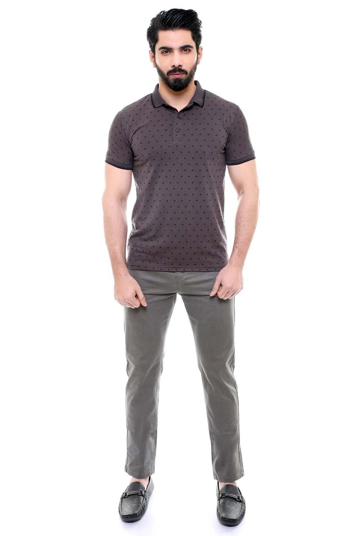 T SHIRT POLO DARK GREY at Charcoal Clothing