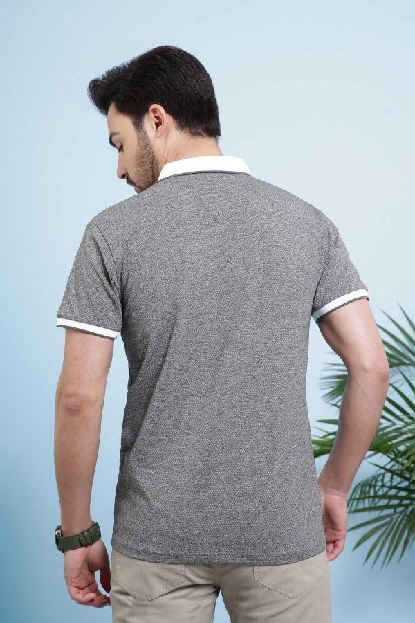 T SHIRT POLO DARK GREY at Charcoal Clothing