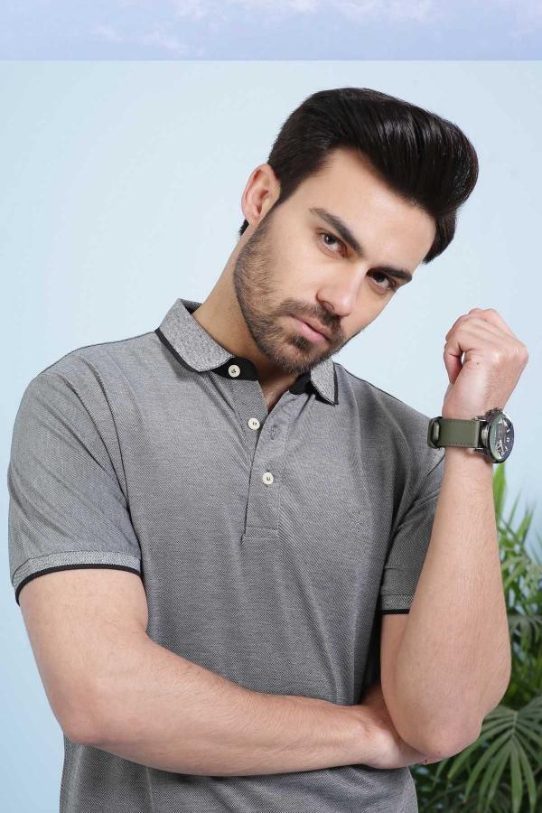 T SHIRT POLO DARK GREY at Charcoal Clothing