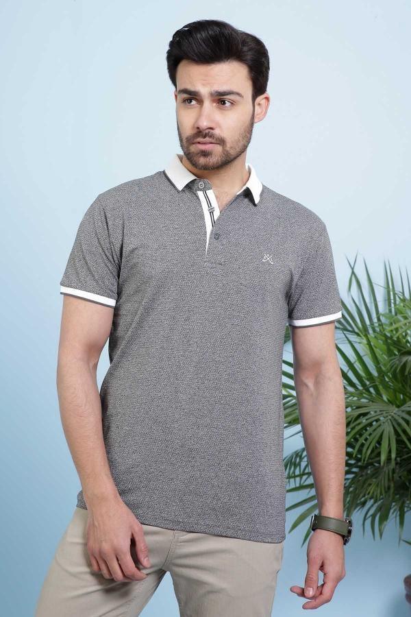 T SHIRT POLO DARK GREY at Charcoal Clothing