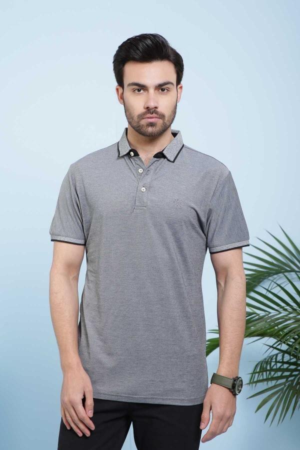 T SHIRT POLO DARK GREY at Charcoal Clothing