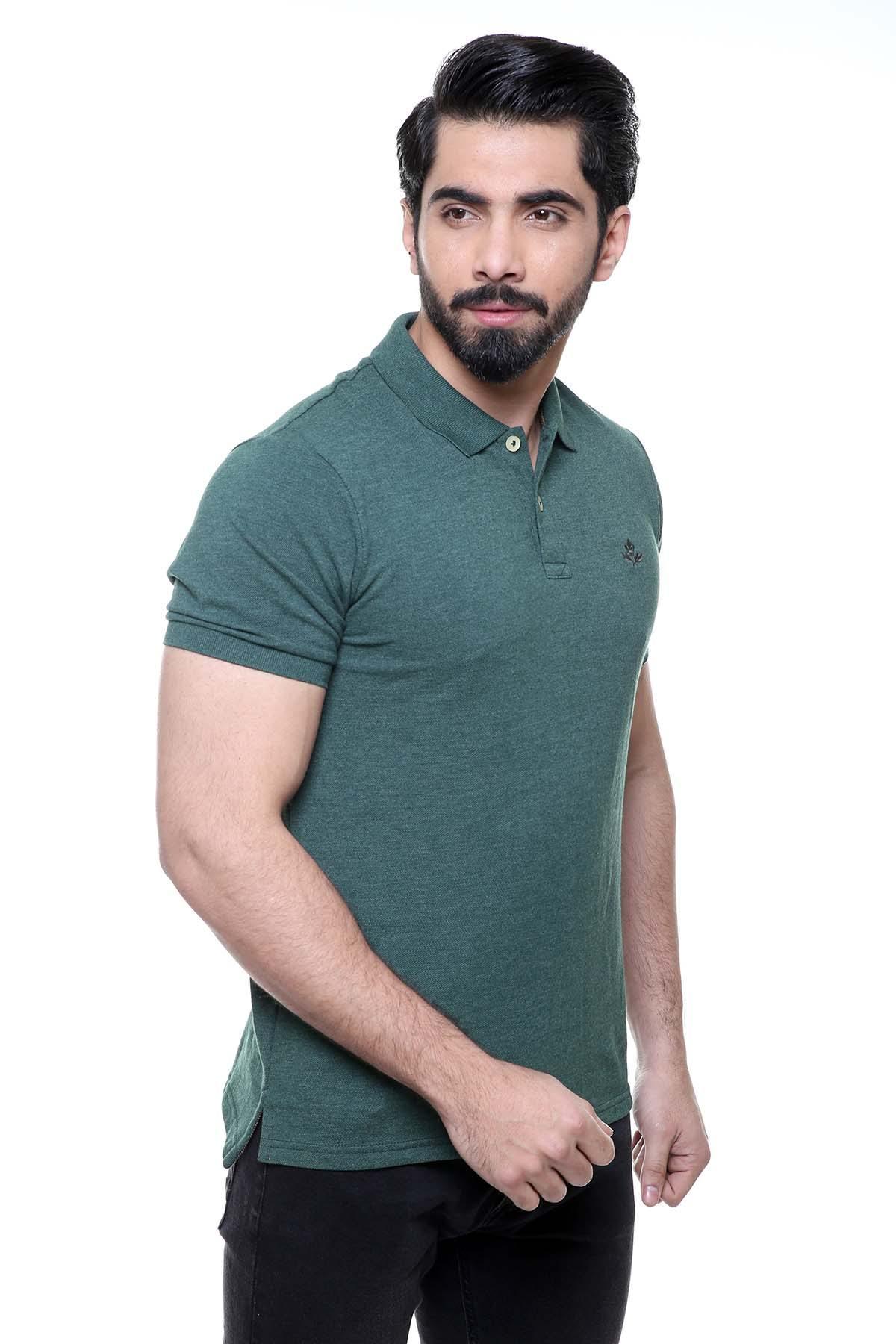 T SHIRT POLO GREEN at Charcoal Clothing