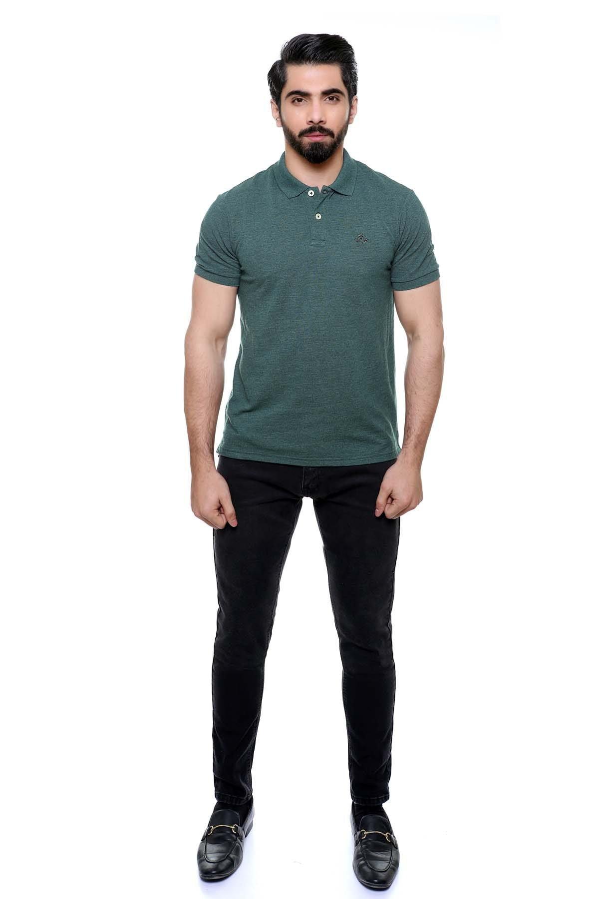 T SHIRT POLO GREEN at Charcoal Clothing