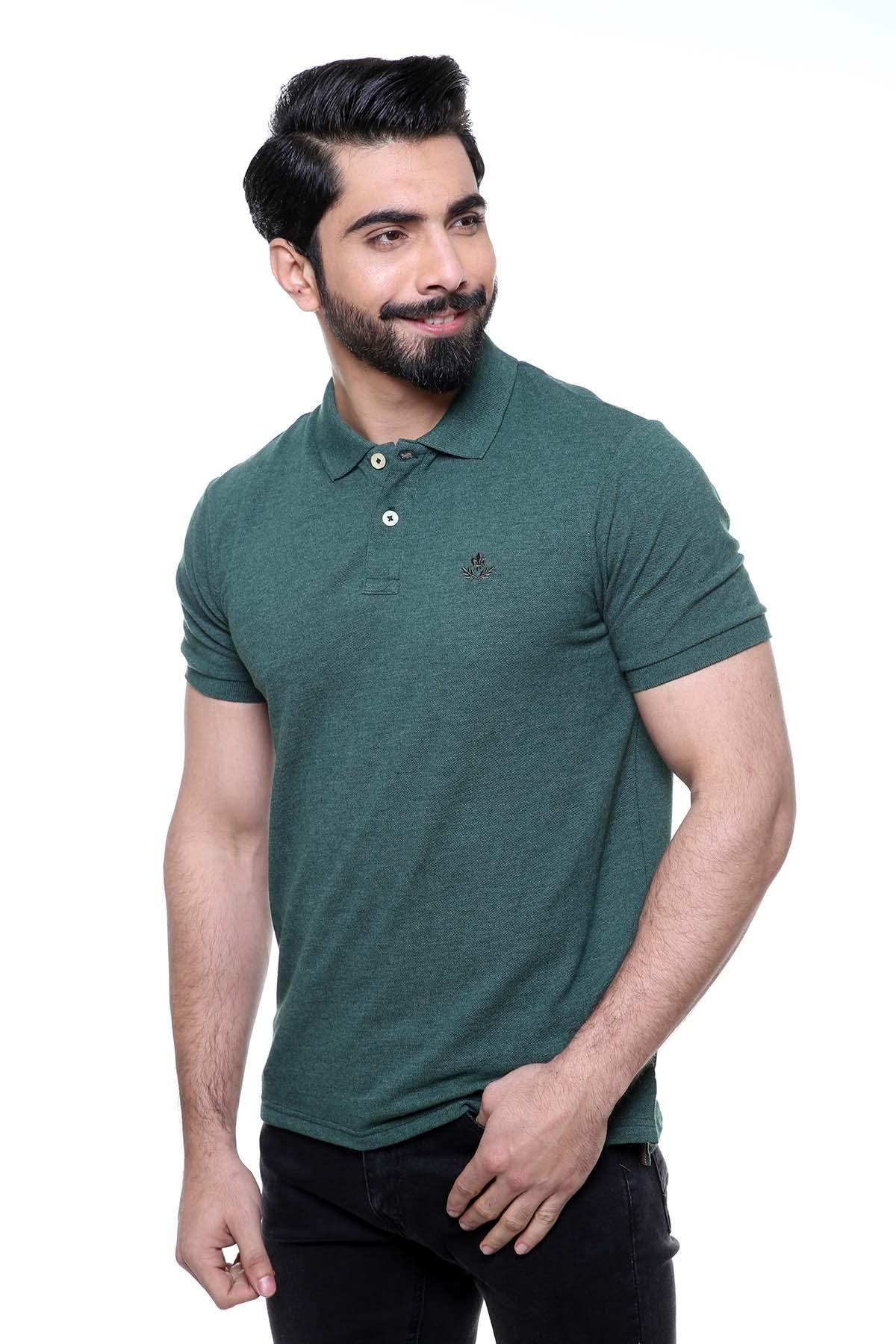 T SHIRT POLO GREEN at Charcoal Clothing