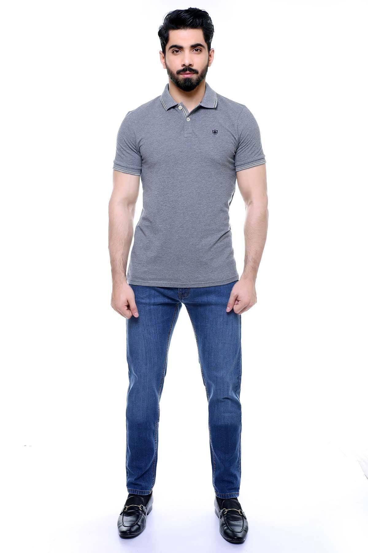 T SHIRT POLO Grey at Charcoal Clothing