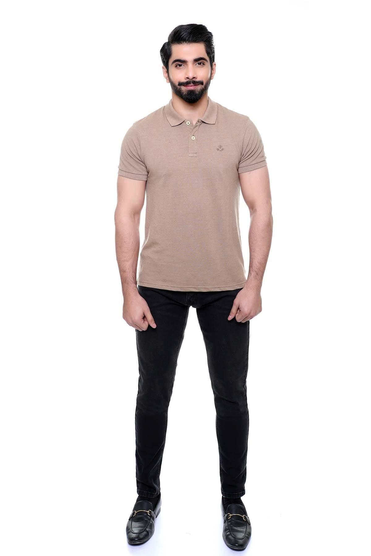 T SHIRT POLO KHAKI at Charcoal Clothing