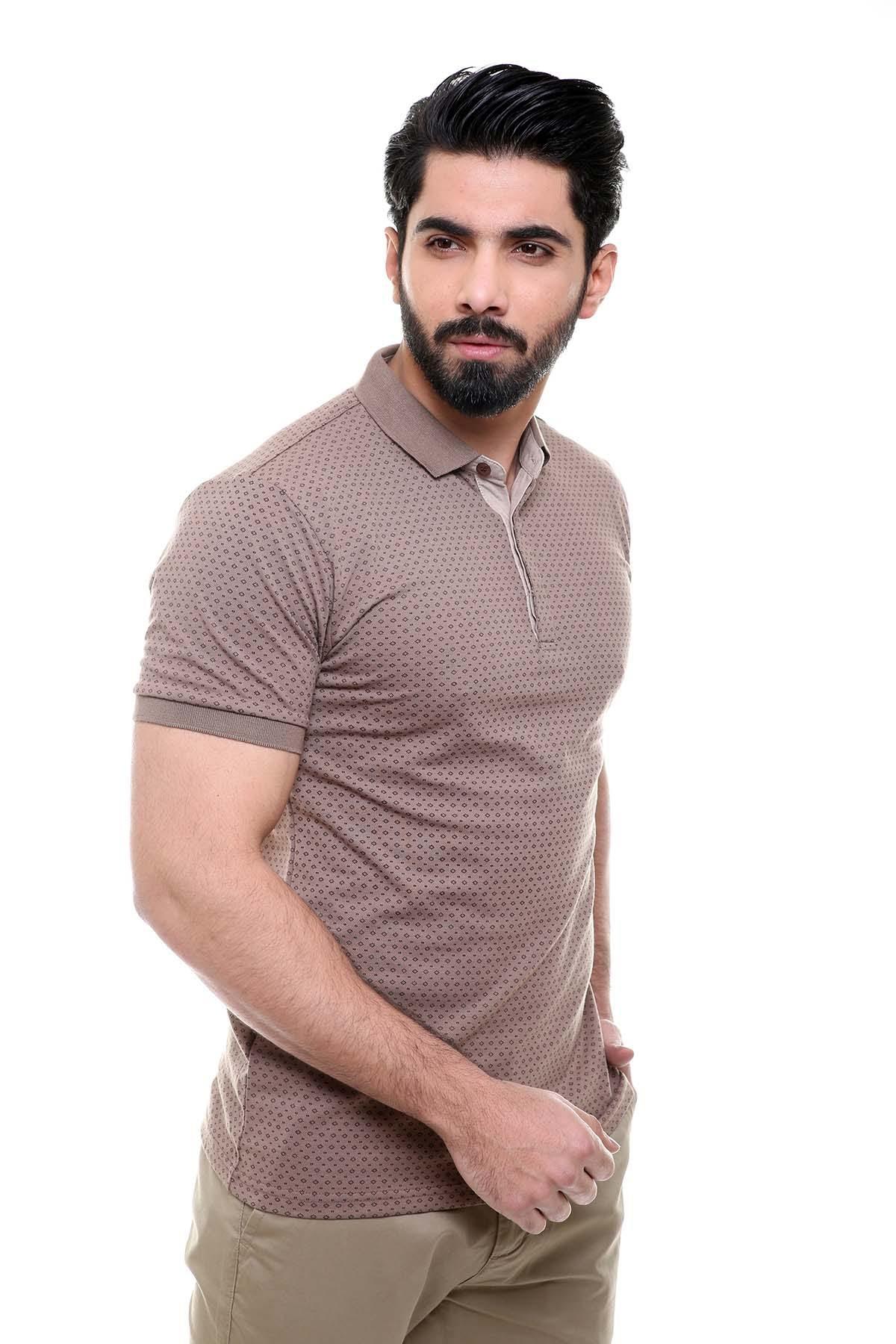 T SHIRT POLO LIGHT BROWN at Charcoal Clothing