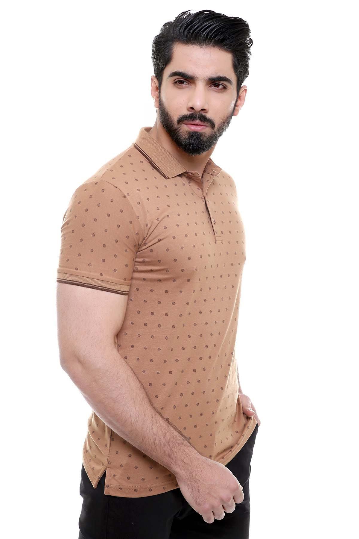 T SHIRT POLO LIGHT BROWN at Charcoal Clothing