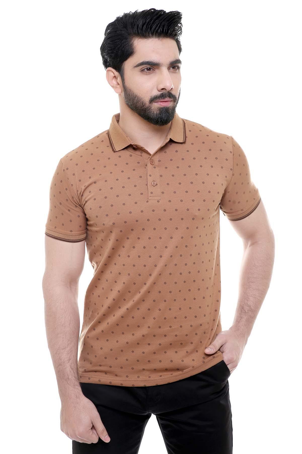T SHIRT POLO LIGHT BROWN at Charcoal Clothing