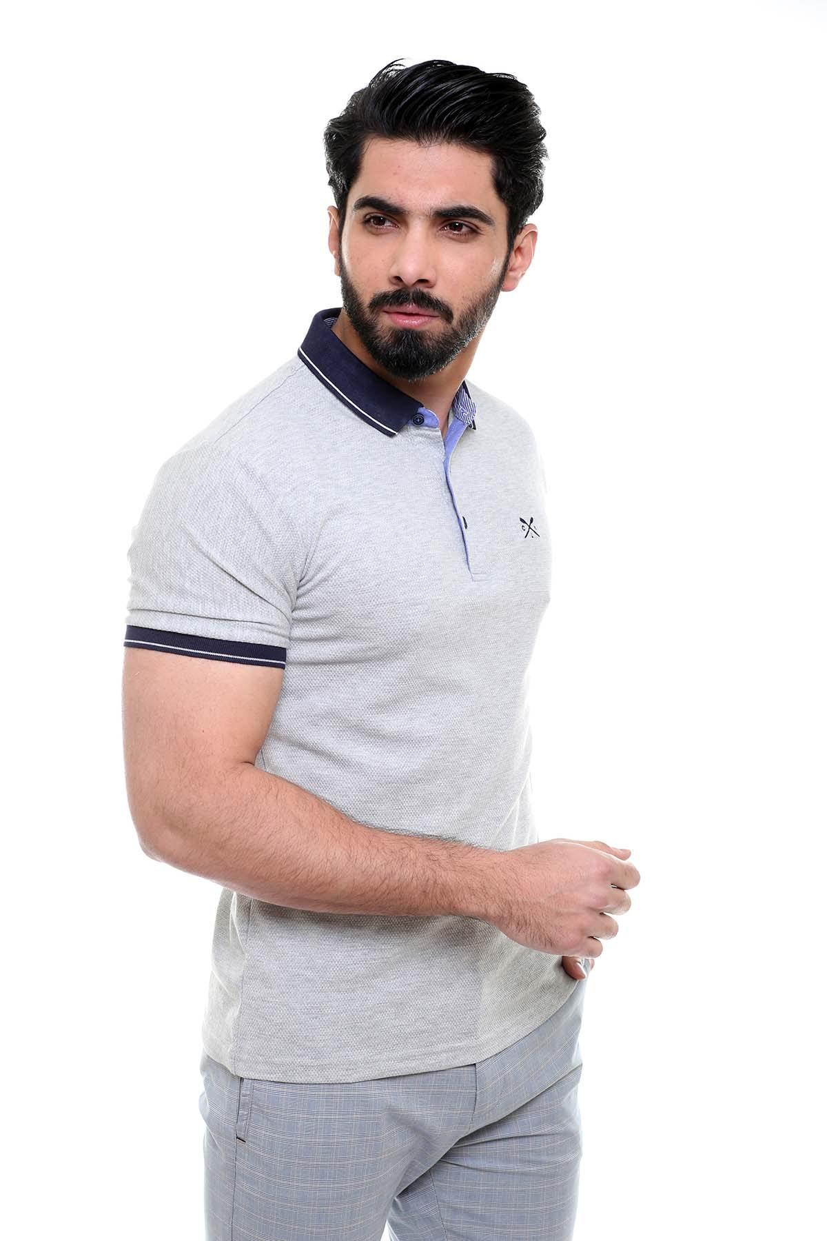 T SHIRT POLO LIGHT GREY at Charcoal Clothing