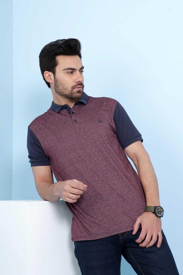 T SHIRT POLO MAROON NAVY at Charcoal Clothing