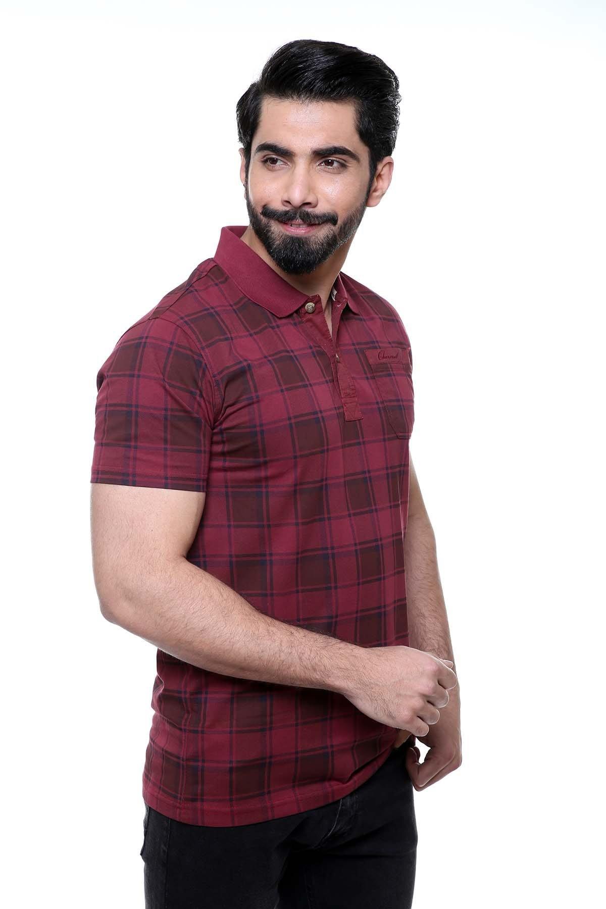 T SHIRT POLO MAROON at Charcoal Clothing