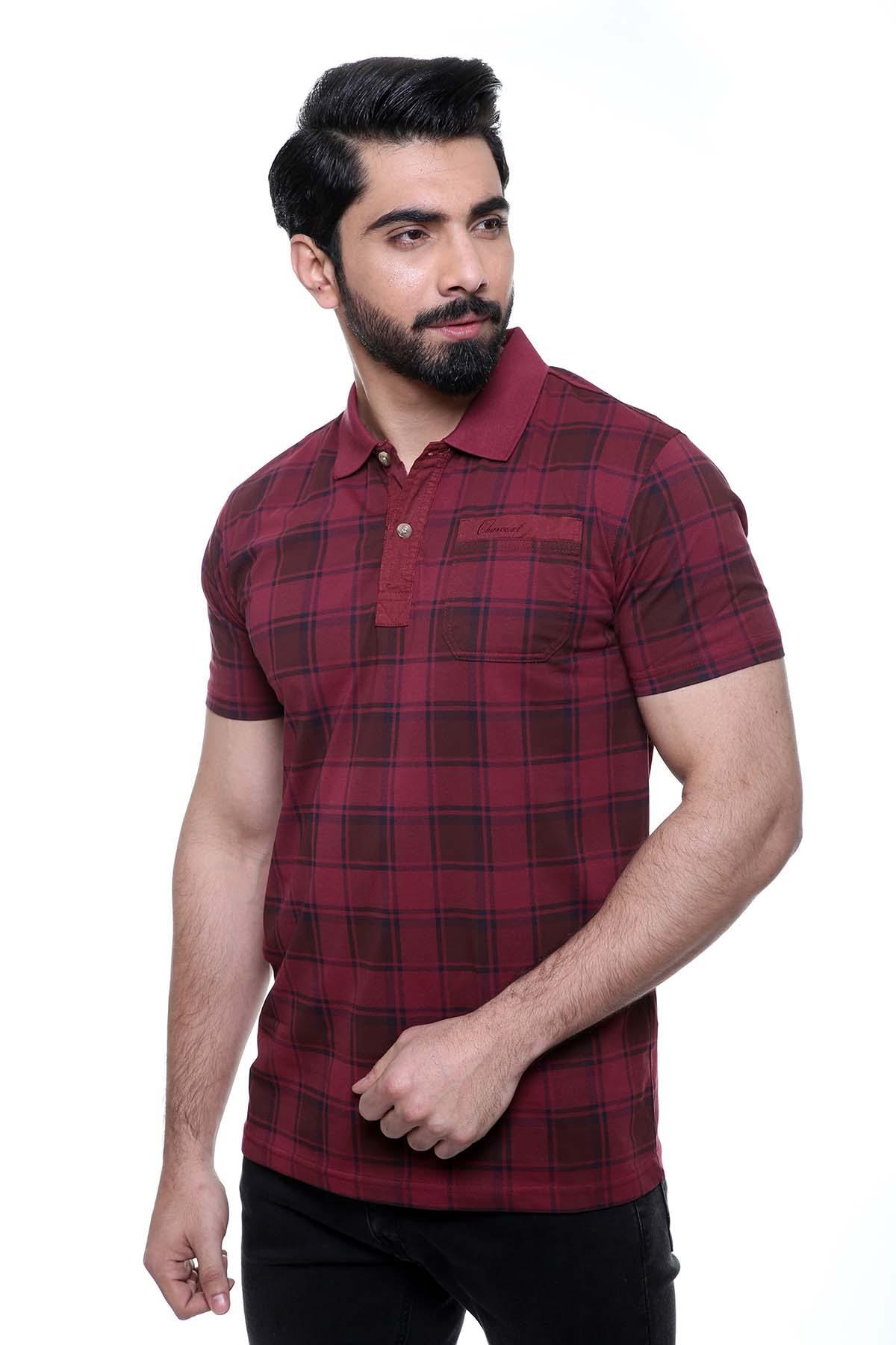 T SHIRT POLO MAROON at Charcoal Clothing