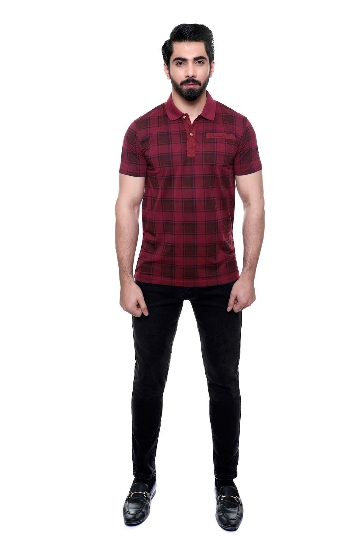T SHIRT POLO MAROON at Charcoal Clothing