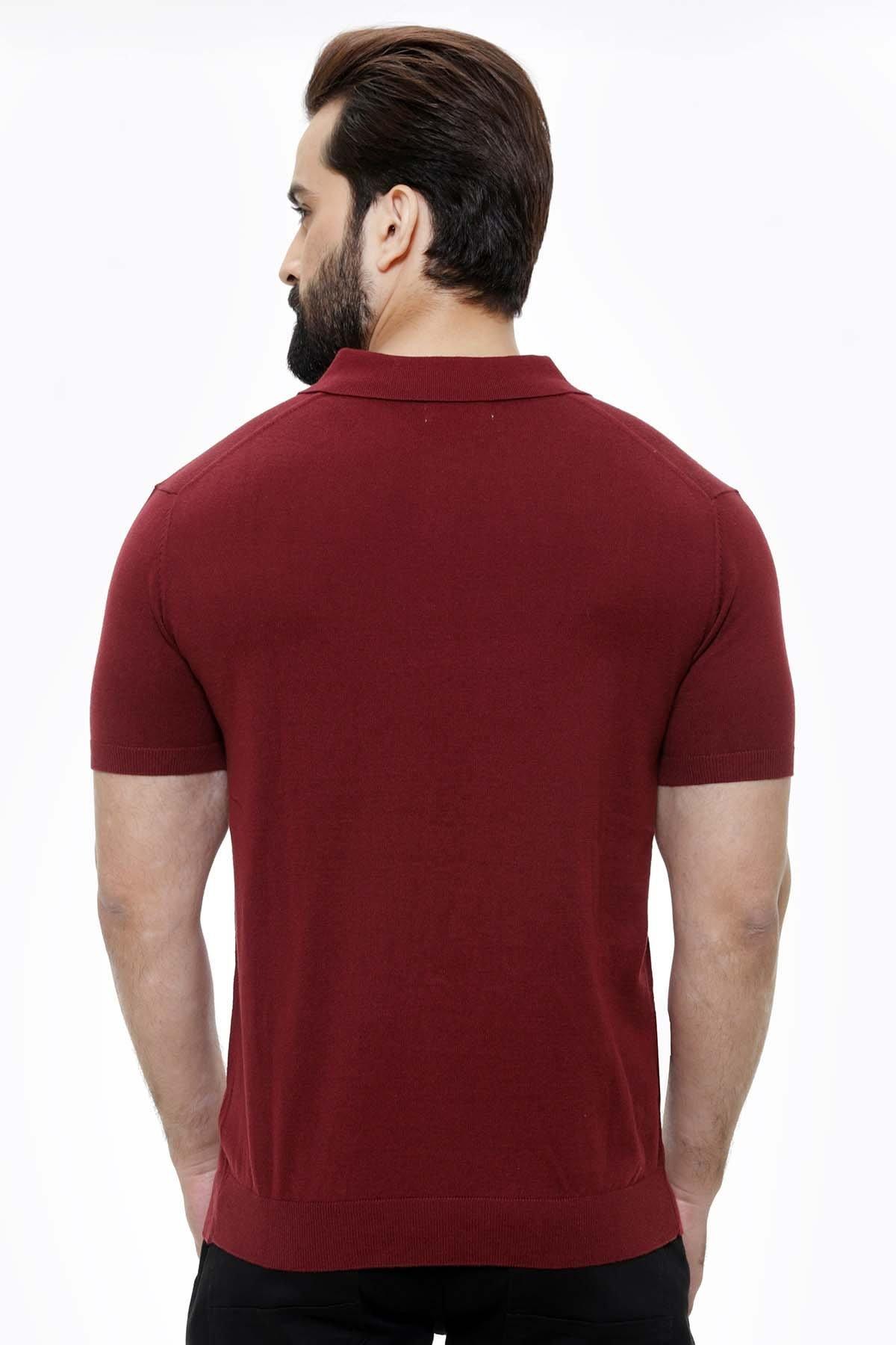 T SHIRT POLO MAROON at Charcoal Clothing