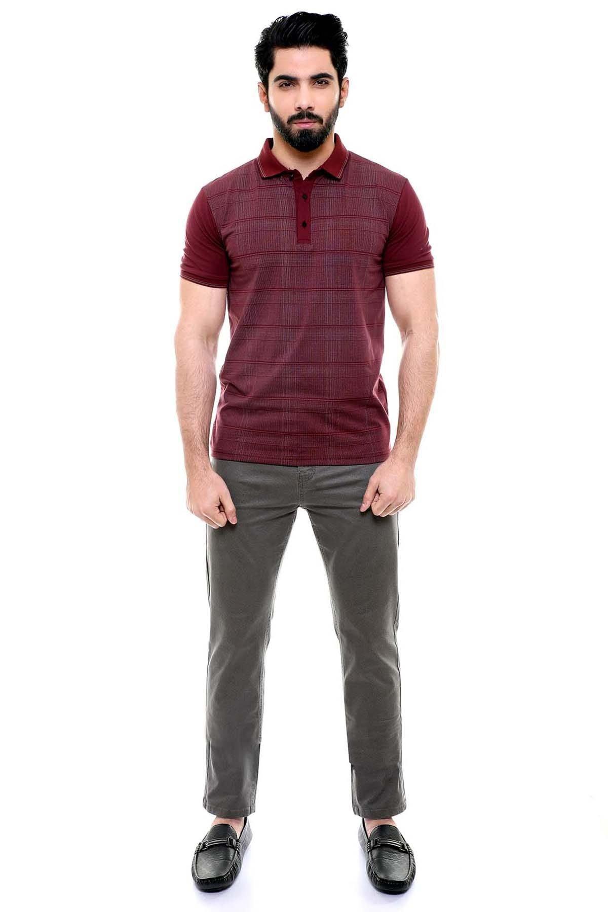 T SHIRT POLO MAROON at Charcoal Clothing