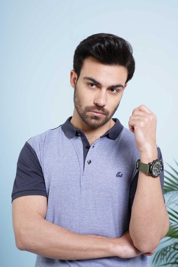 T SHIRT POLO NAVY BLUE at Charcoal Clothing