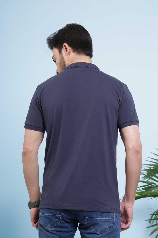 T SHIRT POLO NAVY GREY at Charcoal Clothing