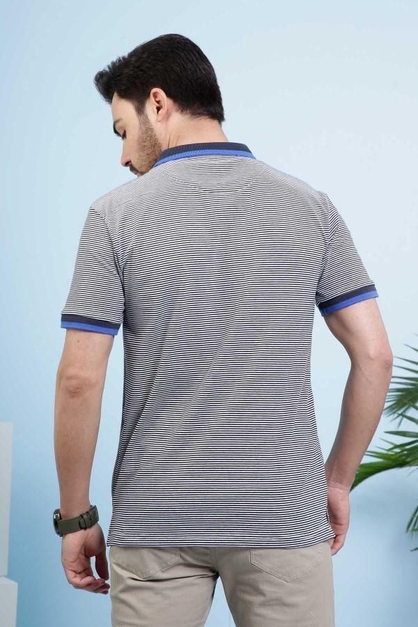 T SHIRT POLO NAVY GREY at Charcoal Clothing