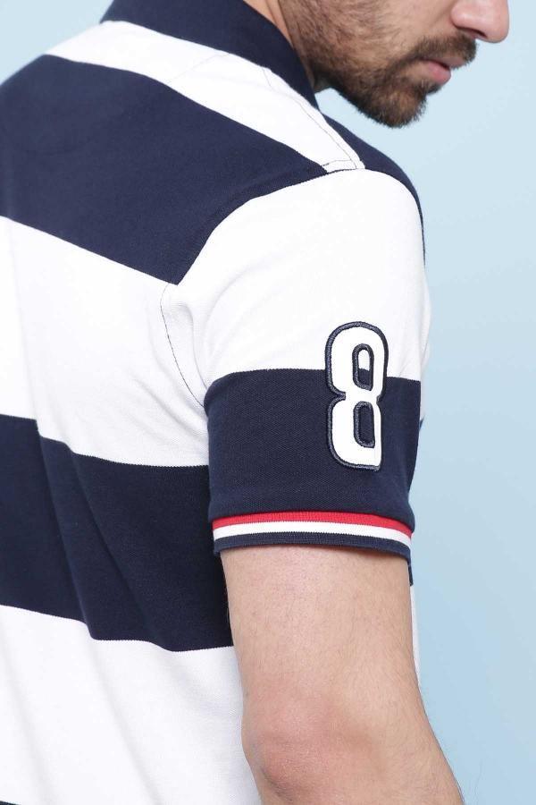T SHIRT POLO NAVY WHITE at Charcoal Clothing