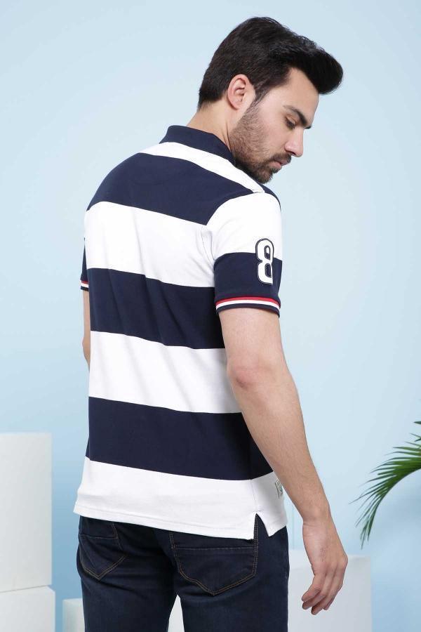 T SHIRT POLO NAVY WHITE at Charcoal Clothing
