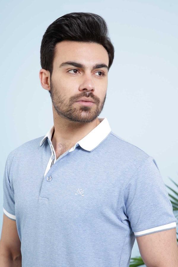 T SHIRT POLO SKY BLUE at Charcoal Clothing