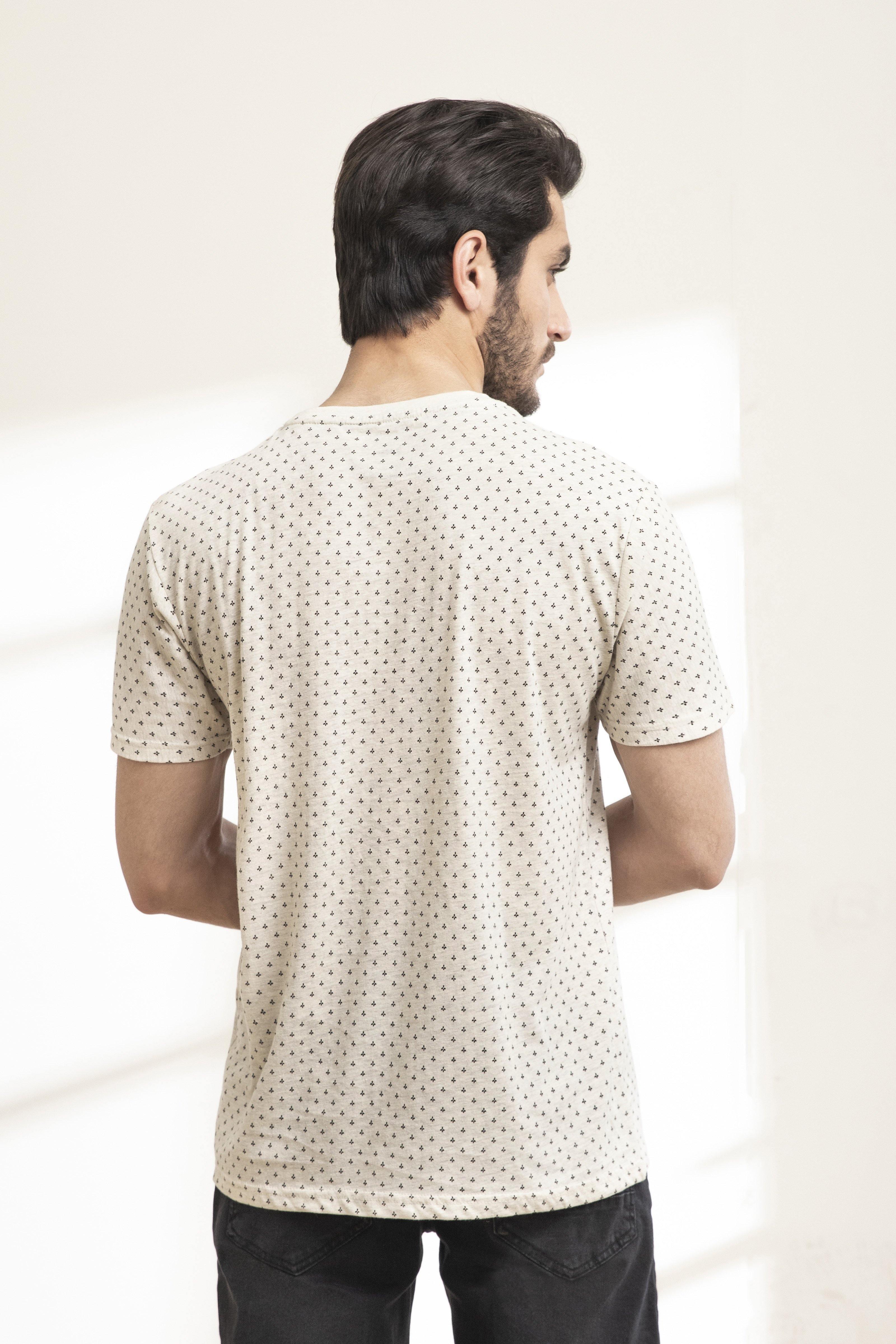 T SHIRT PRINTED ROUND NECK OATMEAL at Charcoal Clothing