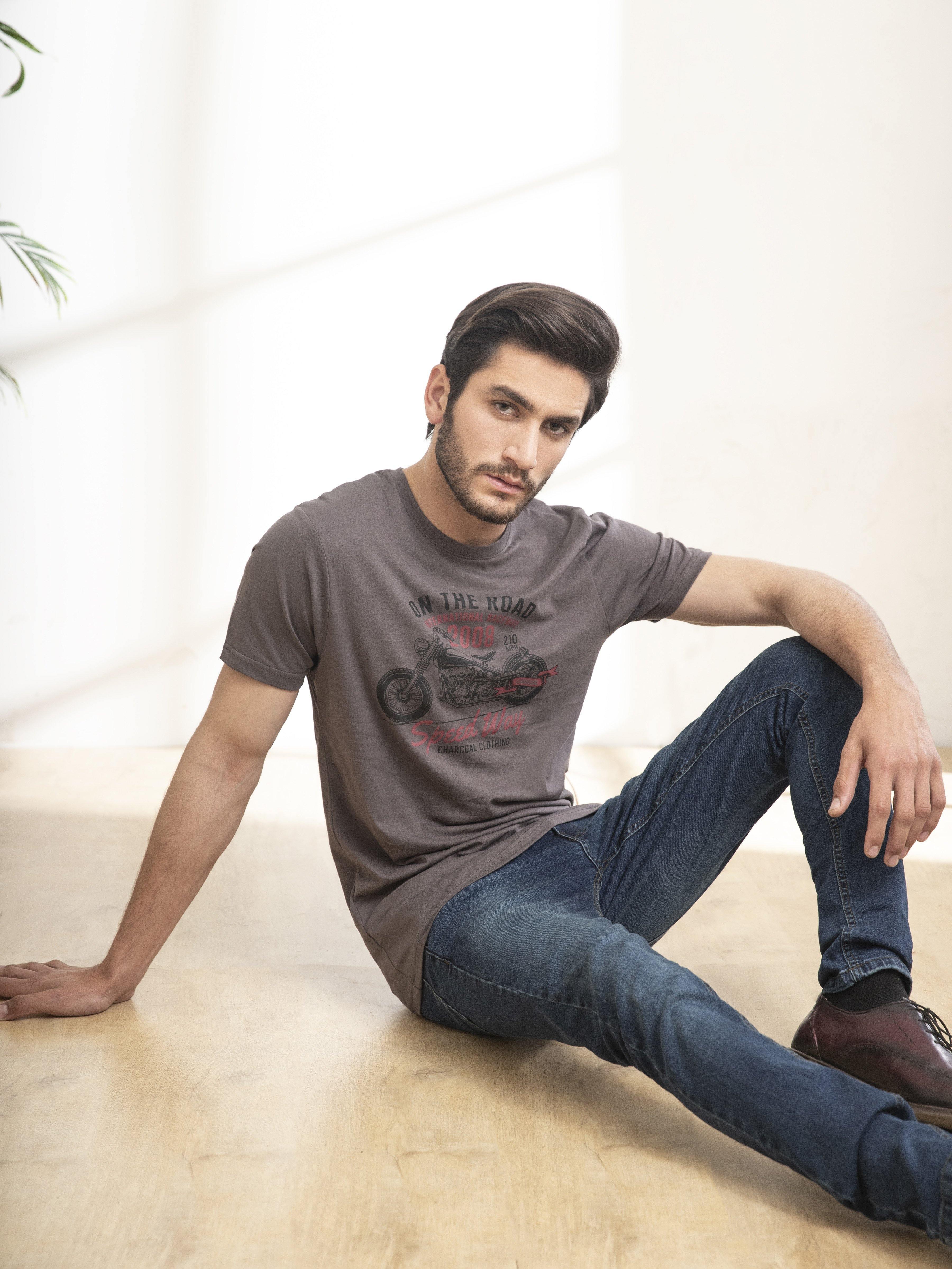 T SHIRT ROUND NECK BIKE at Charcoal Clothing