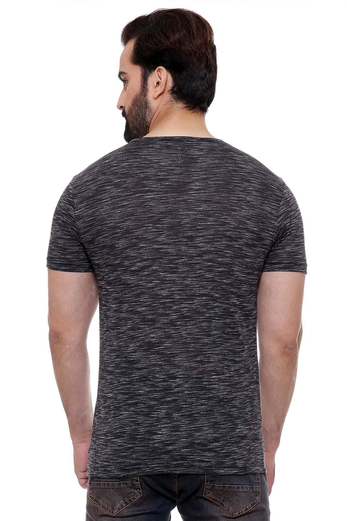 T SHIRT ROUND NECK BLACK GREY at Charcoal Clothing