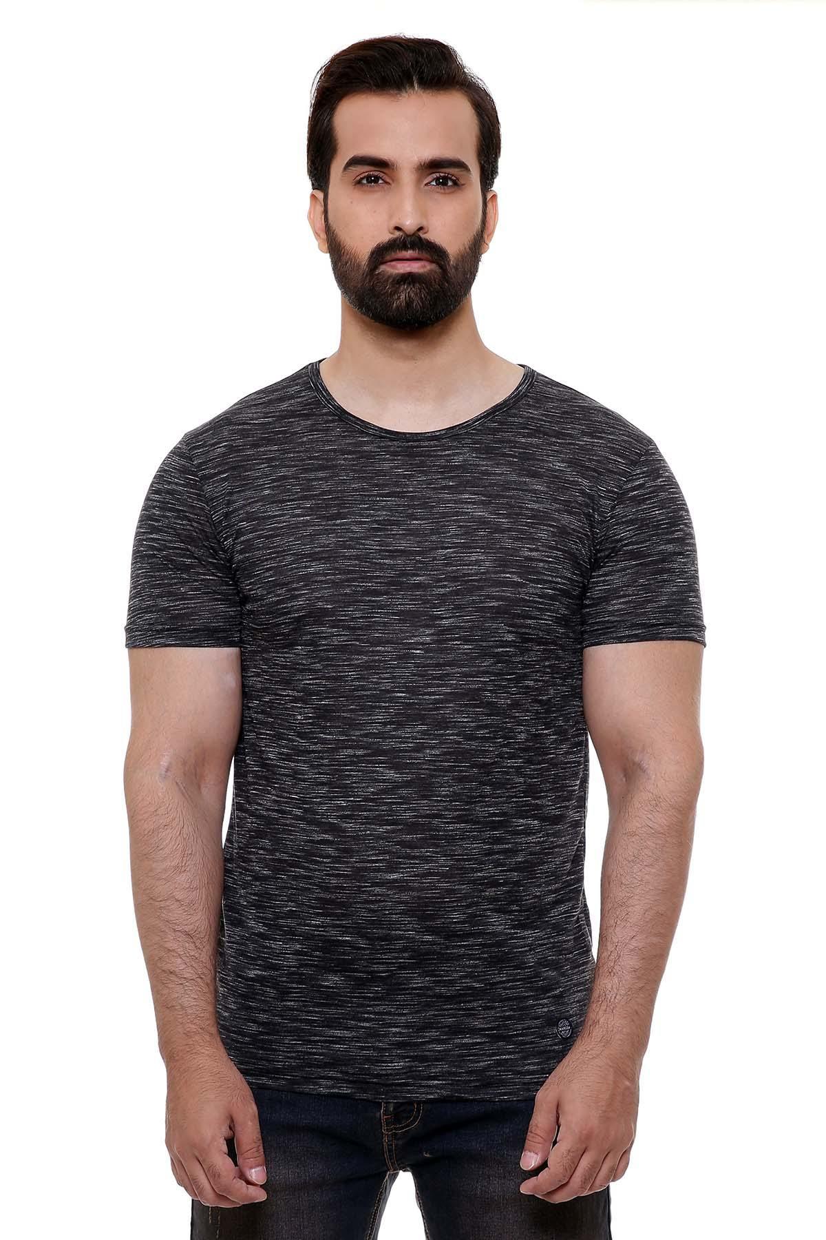 T SHIRT ROUND NECK BLACK GREY at Charcoal Clothing
