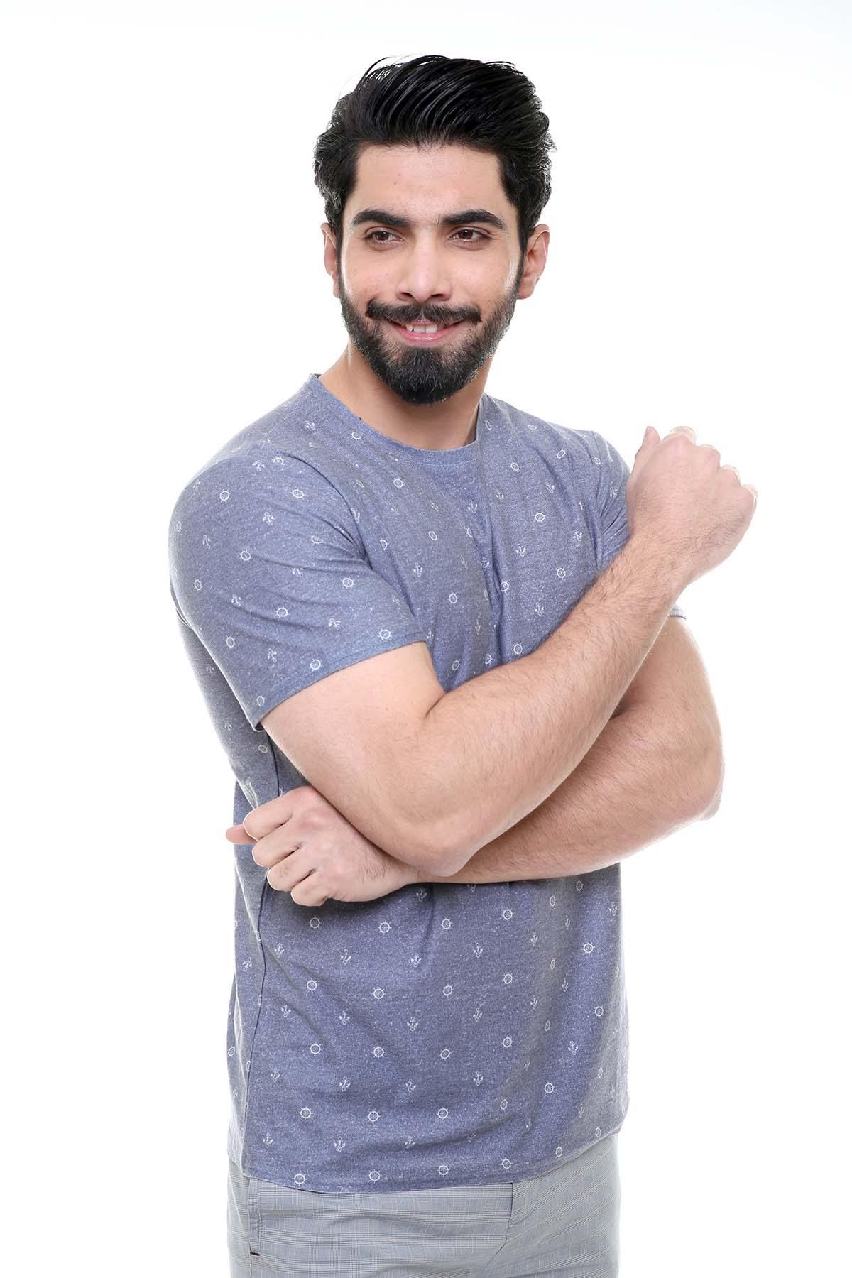 T SHIRT ROUND NECK BLUE at Charcoal Clothing