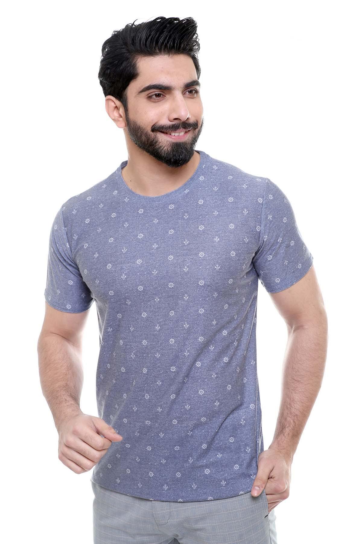T SHIRT ROUND NECK BLUE at Charcoal Clothing